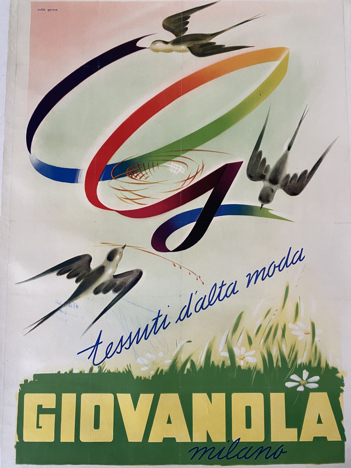 1960s Fashion Advertisement Poster, Giovanola, Milano Italy photo 500.0