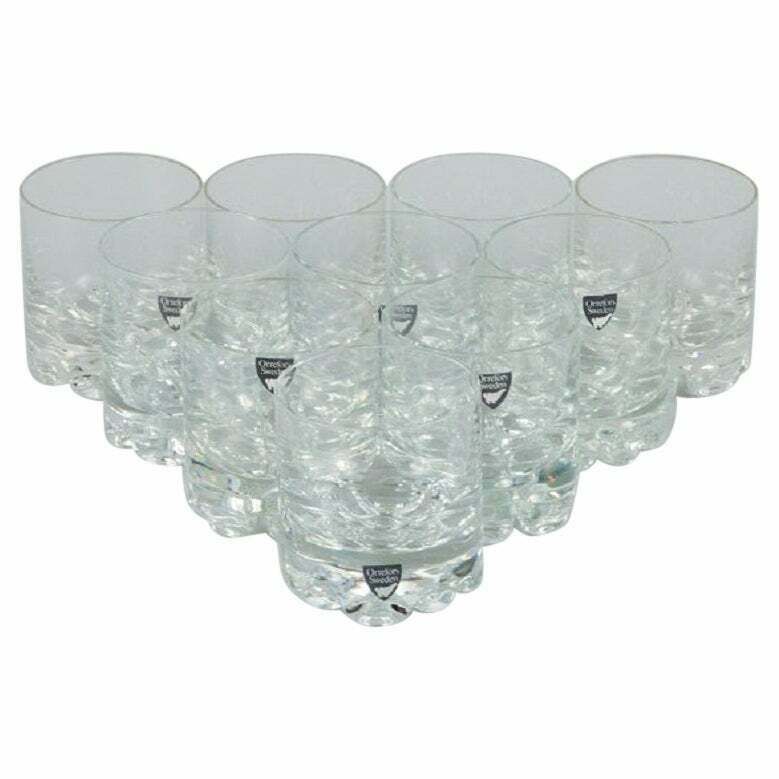 Orrefors. Swedish Art Glass. A Set Of 10 Whiskey Glasses.