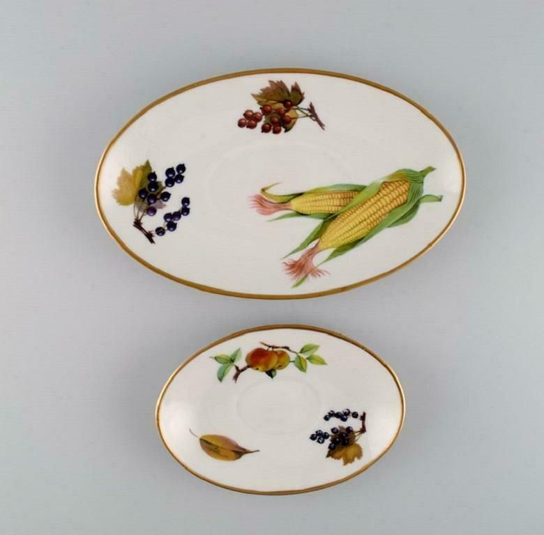 Royal Worcester, England. Two Evesham Sauce Jugs With Saucers In Porcelain. photo furniture