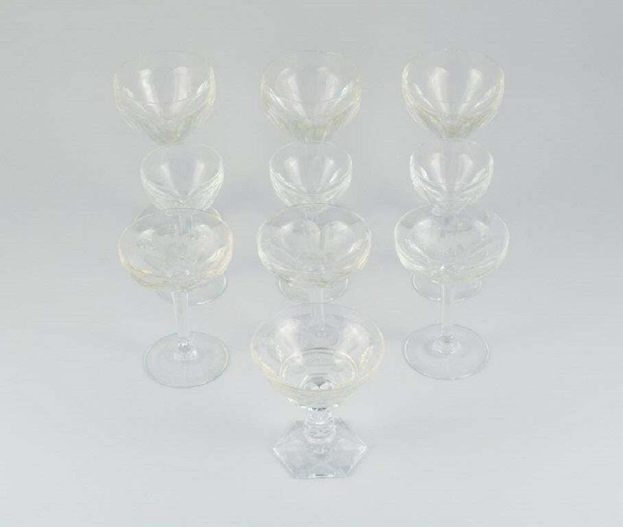 Baccarat, France, Ten Art Deco Crystal Glasses In Clear Glass photo furniture