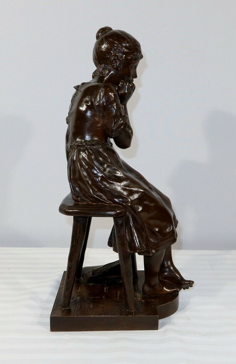 Bronze “Seated Girl”, By A. Massoulle – Late 19th Century photo buy
