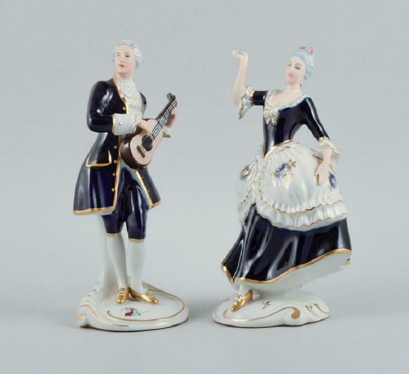 Royal Dux. Rococo Couple In Hand Painted Porcelain. 1940s photo furniture
