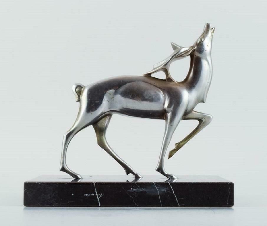 Michel Decoux, ''1837 1924'' Belgian Sculptor, Art Deco Sculpture Of A Stag photo for sale