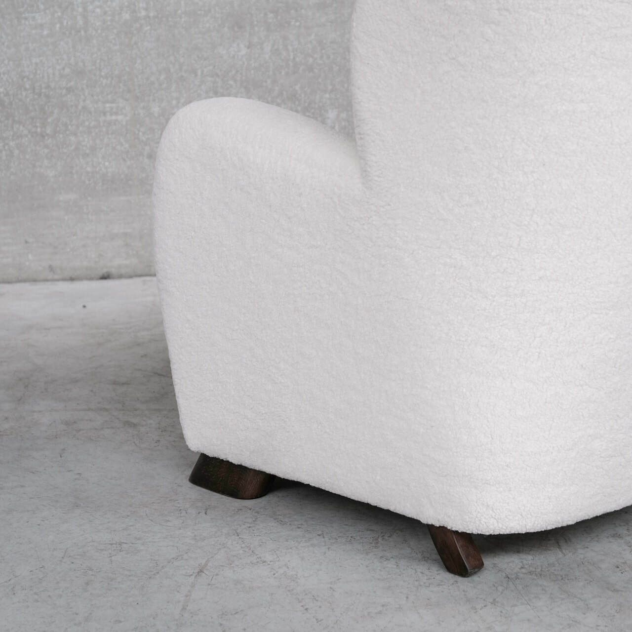 Pair Of White Boucle Danish Mid Century Armchairs photo Furniture
