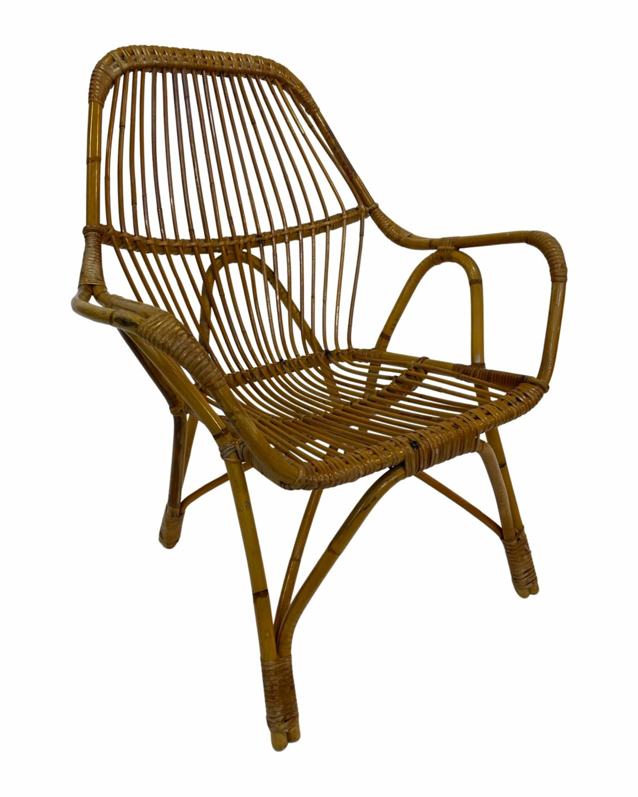 Rattan Easy Chair By Dirk Van Sliedregt Rohe Noordwolde 1960 In The Netherlands photo for sale