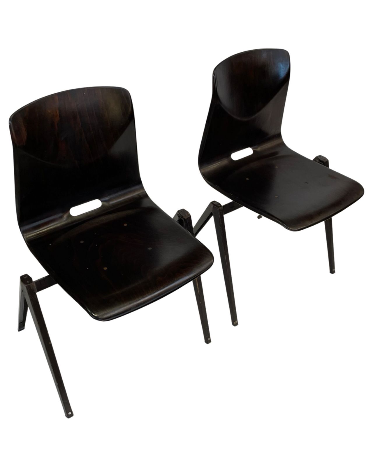 Set Of Four Pagholz Galvanitas S22 Stackable School Chair Brown photo furniture