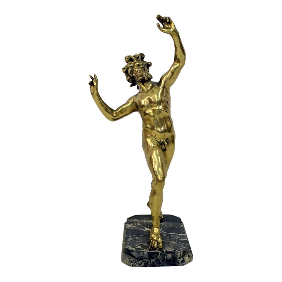 Gilt Bronze Figure Of The Dancing Faun Of Pompeii