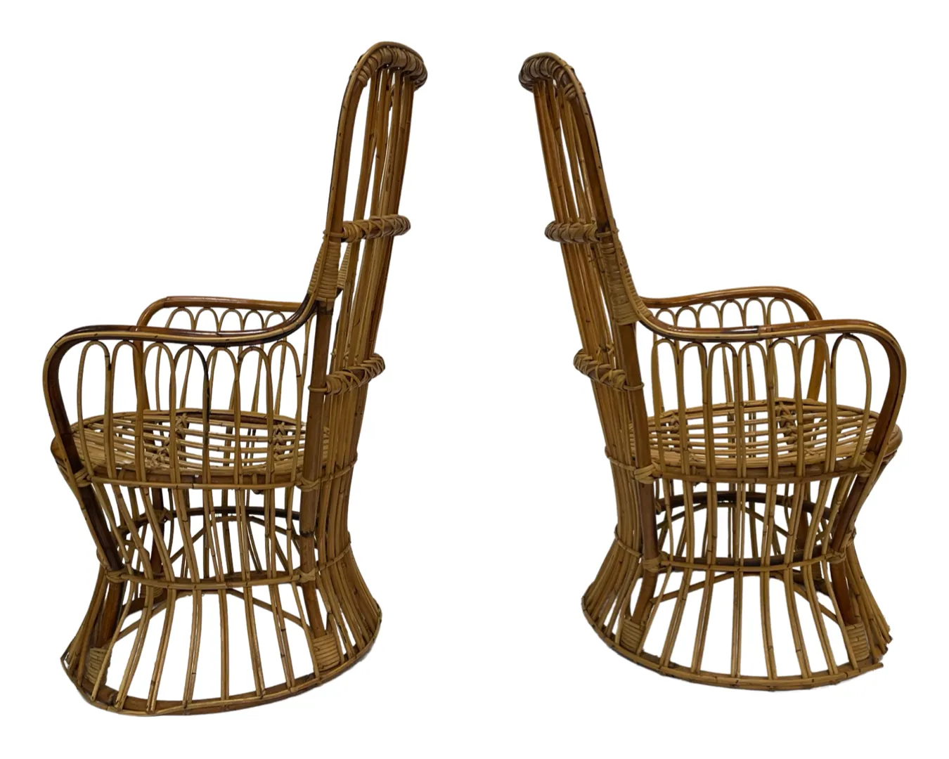 photo furniture Set Of Two Mid Century Rattan Armchairs By Bonacina 1950 Design
