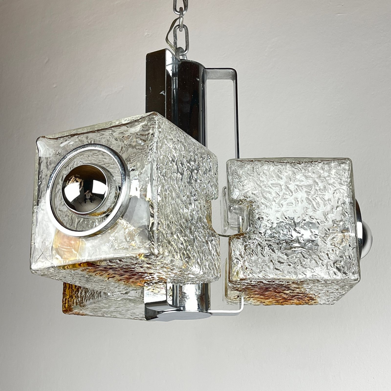 photo for sale Cube Design Murano Chandelier By Toni Zuccheri For Veart Italy 1970s