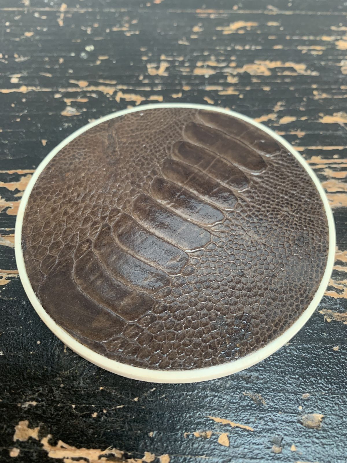 Set Of Four Art Deco Style Leather Bar Coasters By R & Y Augousti Of Paris photo vinterior