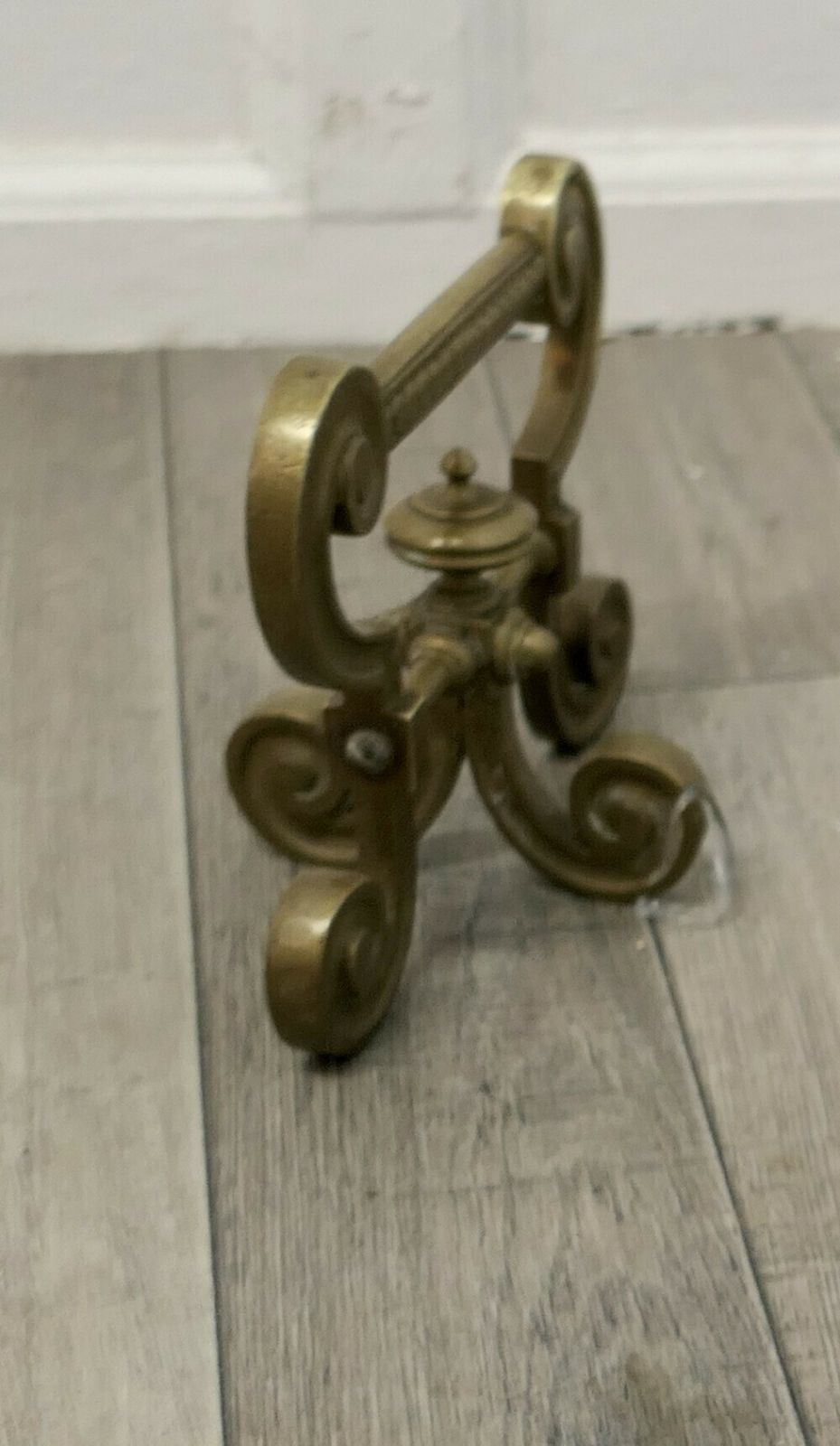 Very Attractive Pair Of Brass Andirons, Fire Tool Rests photo for sale