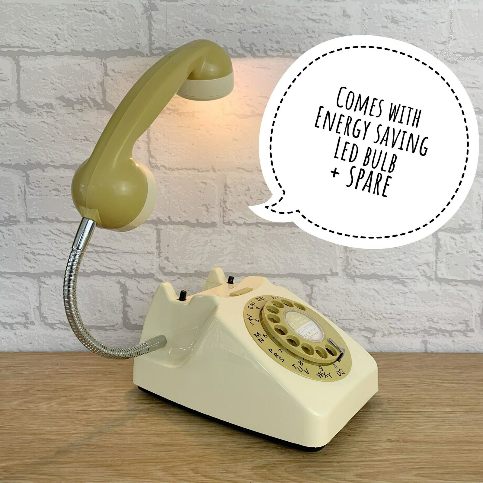 Retro Telephone Lamp Cream / Mustard photo 125.0