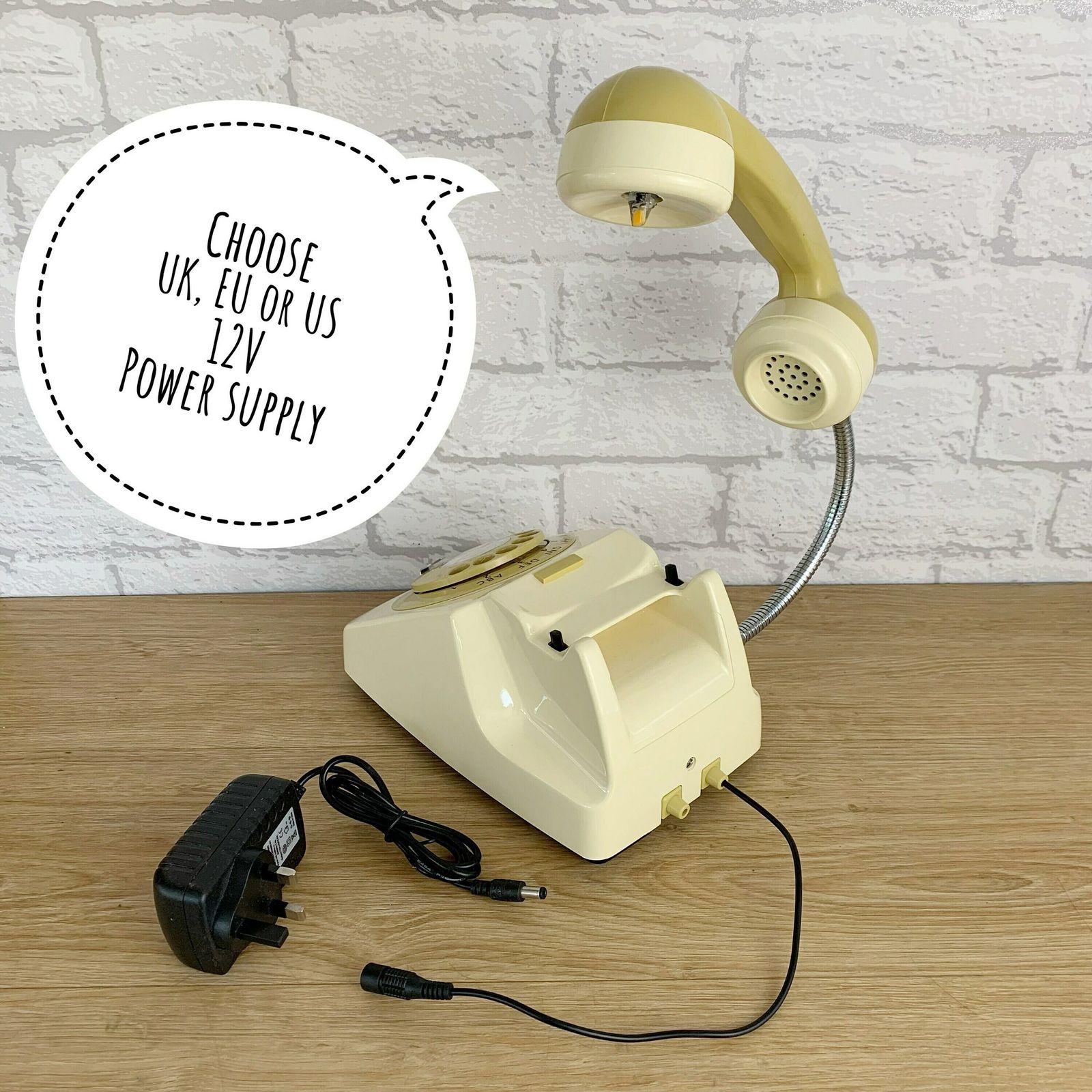 Retro Telephone Lamp Cream / Mustard photo buy