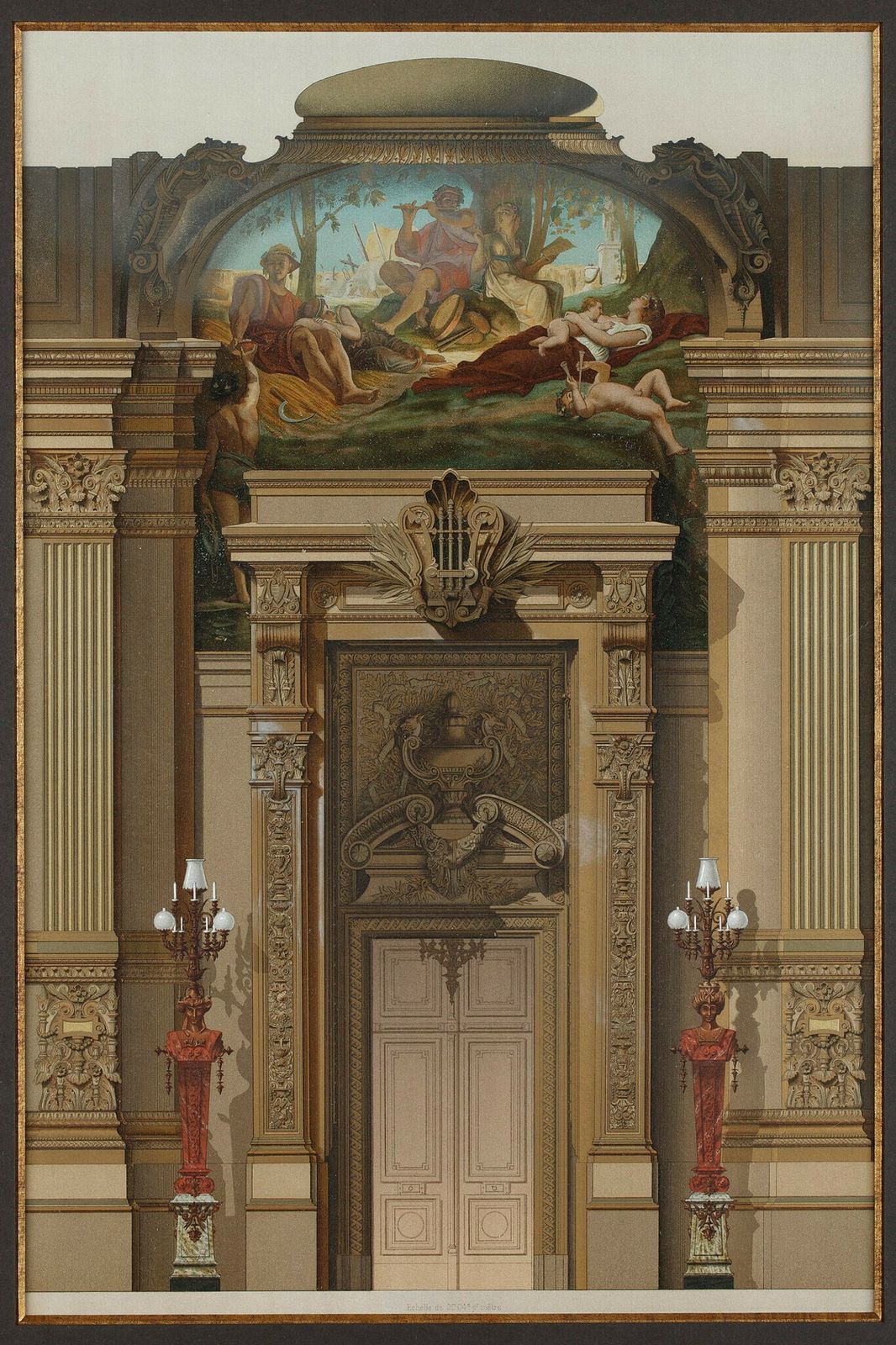 Chromolithographs "Grand Foyer De L'opéra De Paris", In "Le Nouvel Opera De Paris" 19th Century photo vintage