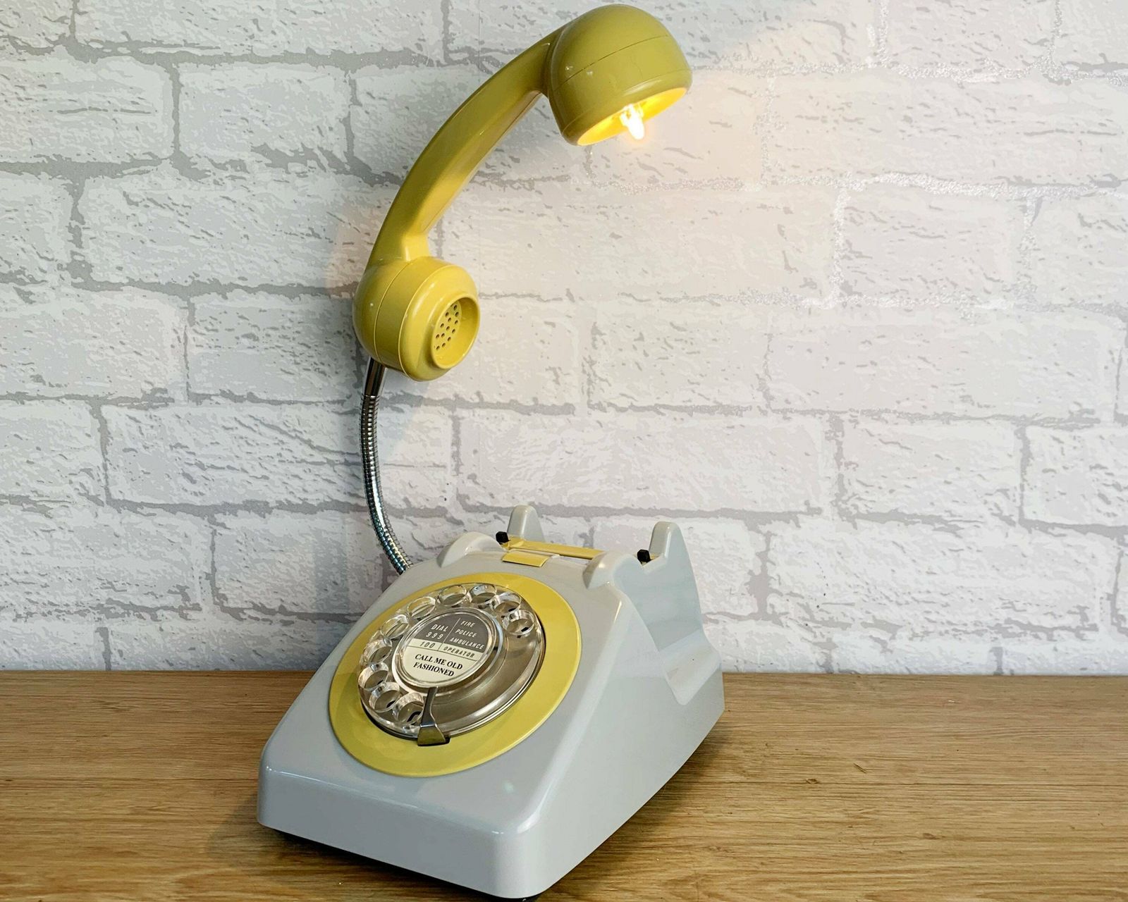 Retro Telephone Lamp Grey / Mustard