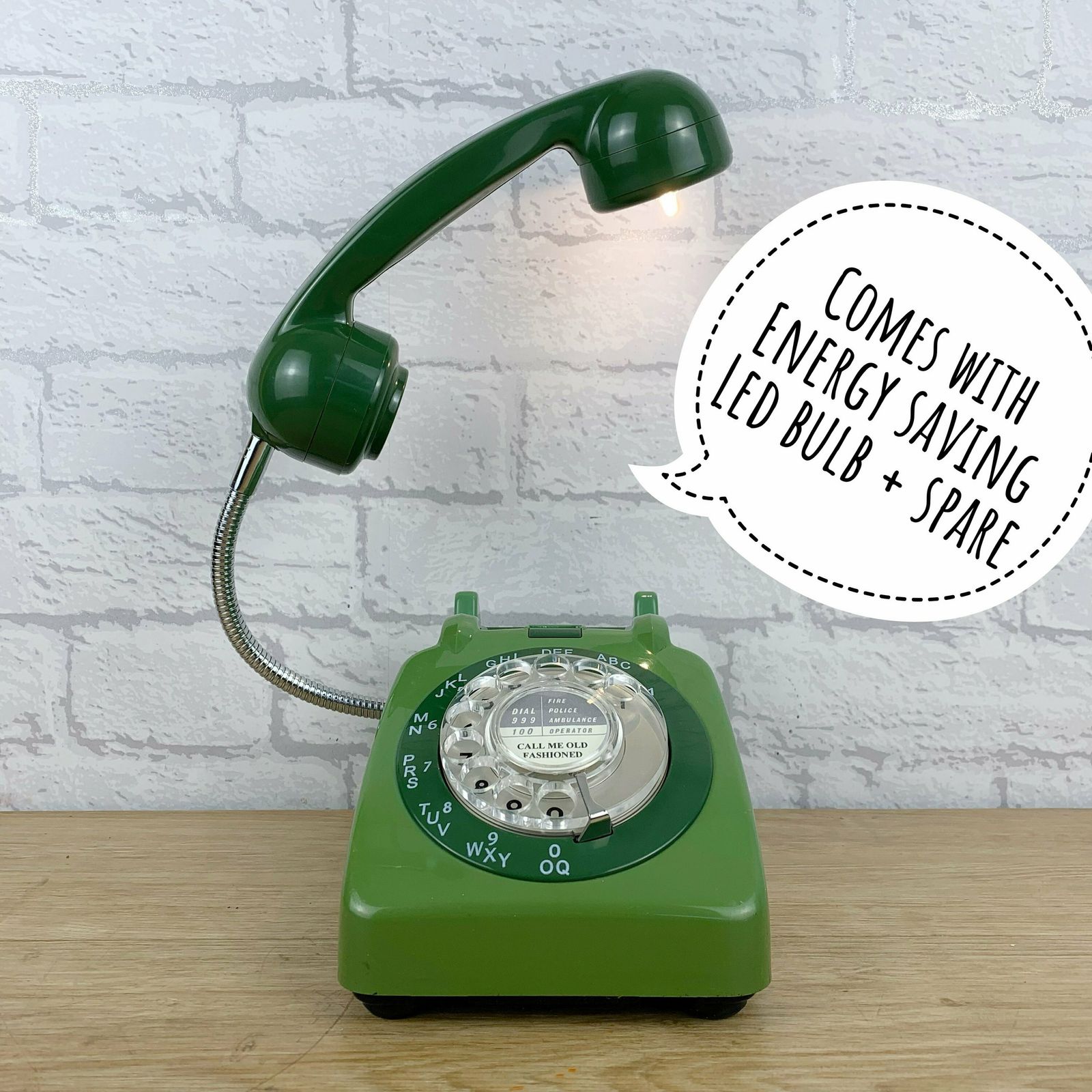 Retro Telephone Lamp Green photo for sale