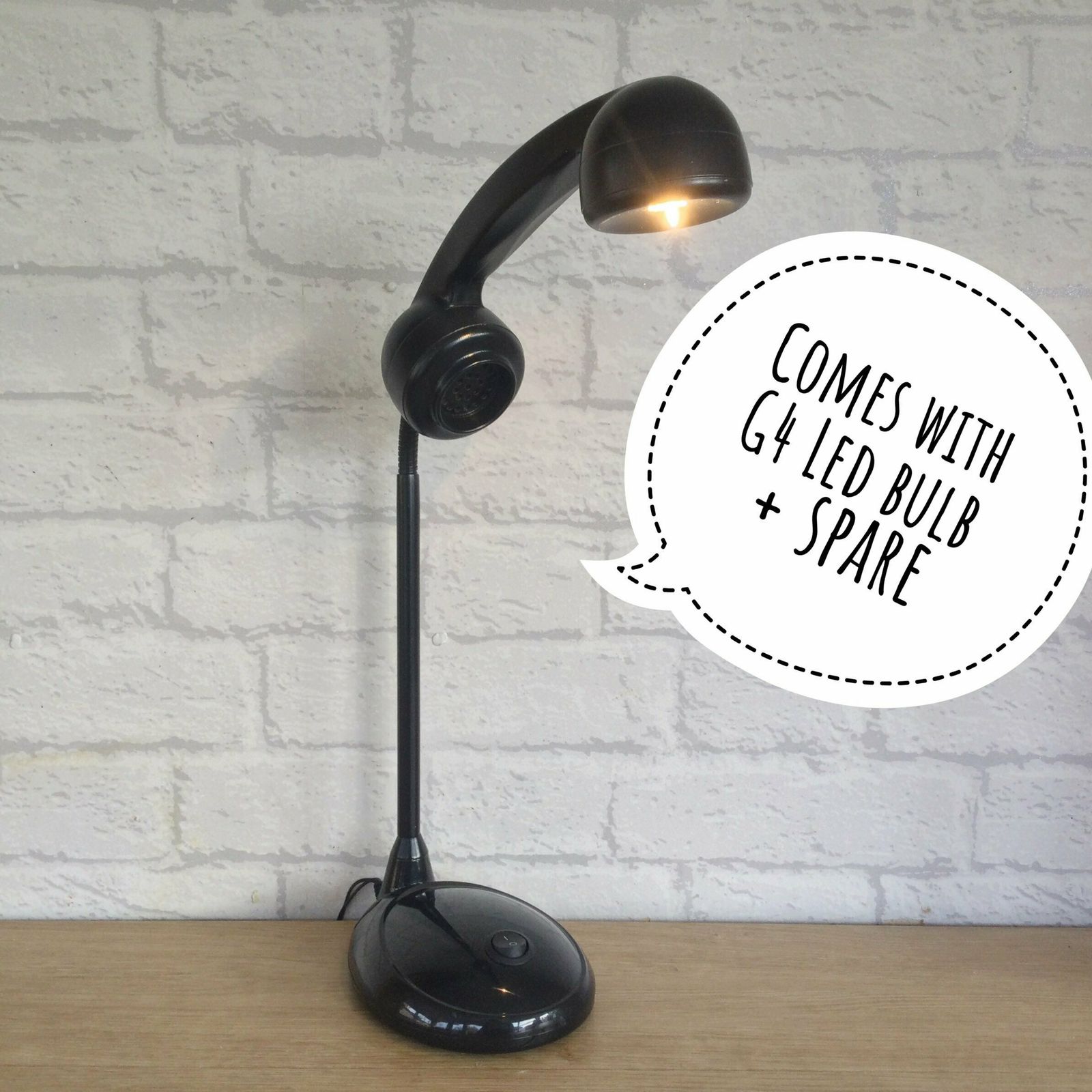 Retro Telephone Handset Lamp Black photo furniture