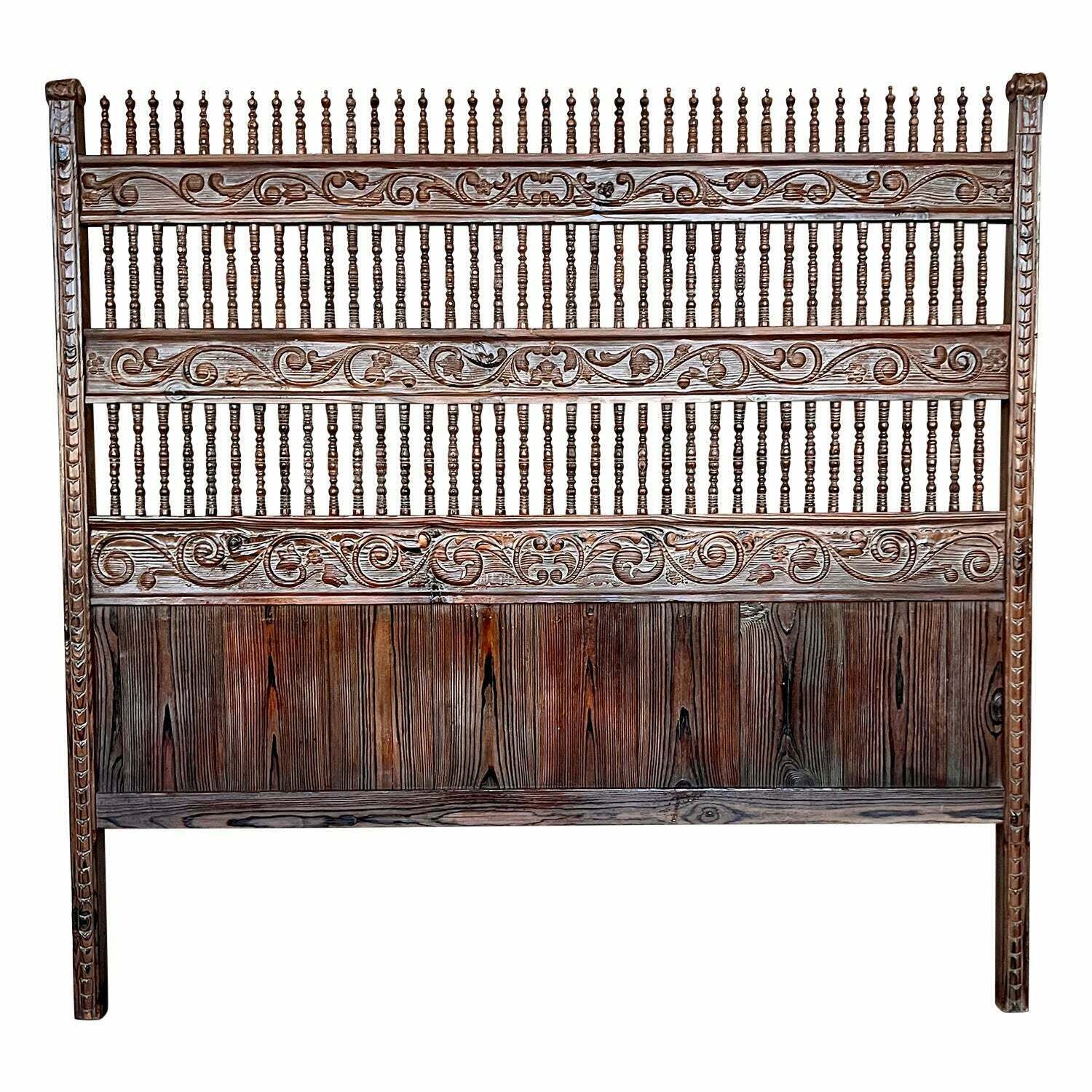 Tête de lit Queen Size de style baroque en bois sculpté, XXe siècle