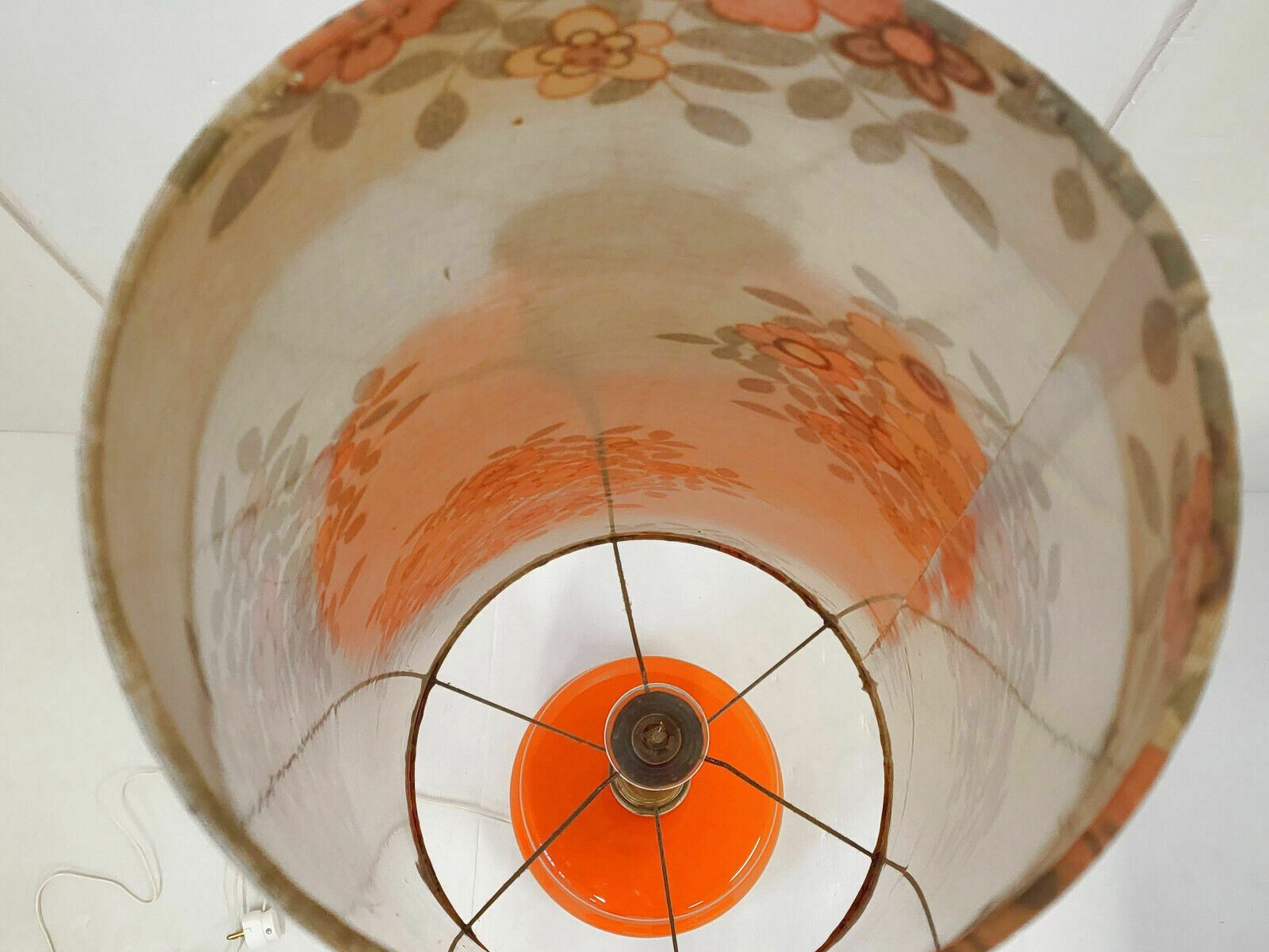 Vintage Floor Lamp 1970 Space Age Orange Glass & Brass 70s Flower Power photo buy
