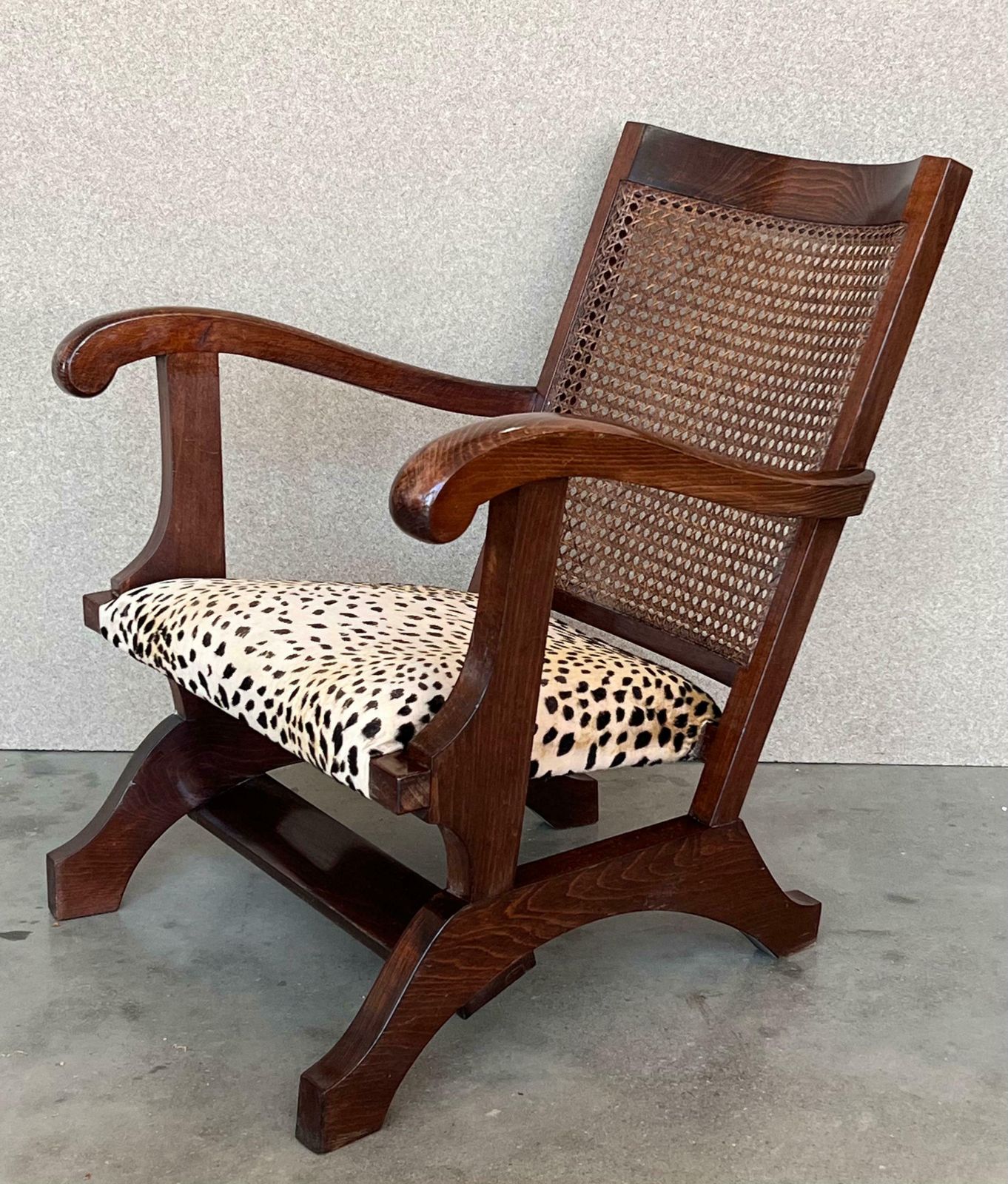 Pair Of Mid 20th Century Walnut, Caned Back Fireplace Low Armchairs photo buy