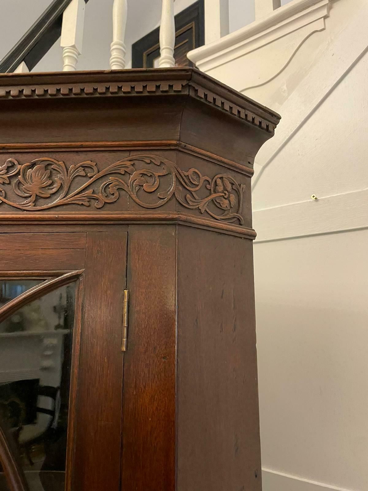 Antique Mahogany Astragal Glazed Carved Corner Cabinet photo for sale