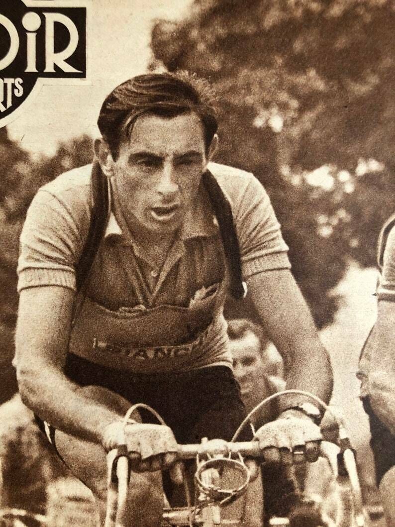 Fausto Coppi Original Vintage Cycling Print 1952 Tour De France photo furniture