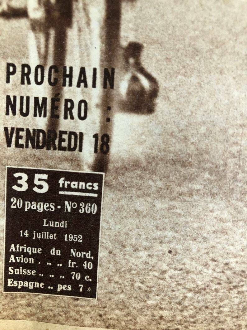 Fausto Coppi Original Vintage Cycling Print 1952 Tour De France photo Art
