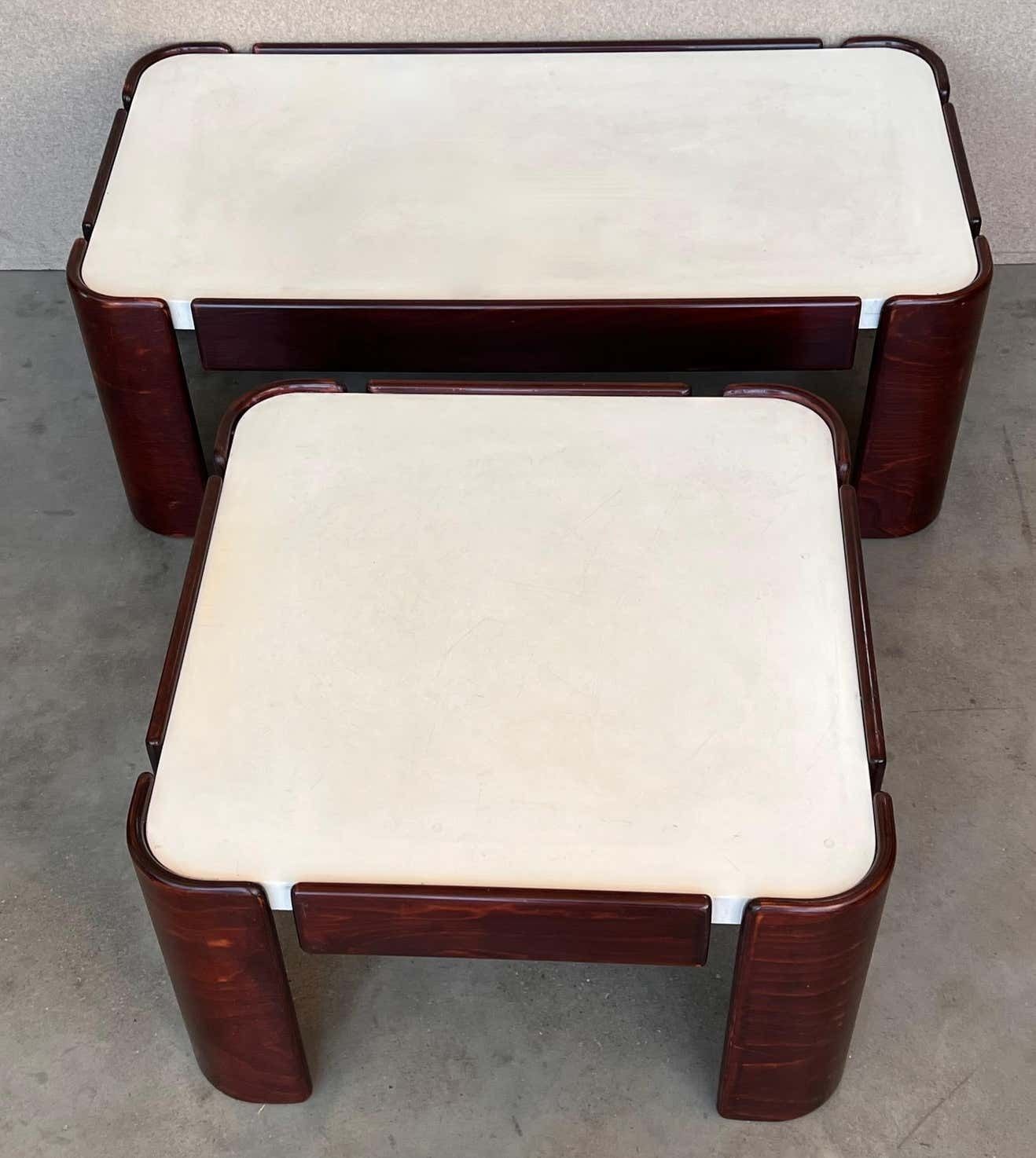 photo furniture Mid Century Modern Square Table With Curved Legs And White Top
