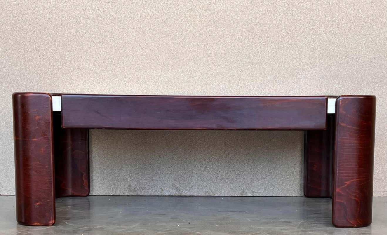 Table rectangulaire mid-century modern, pieds courbés et plateau blanc photo for sale