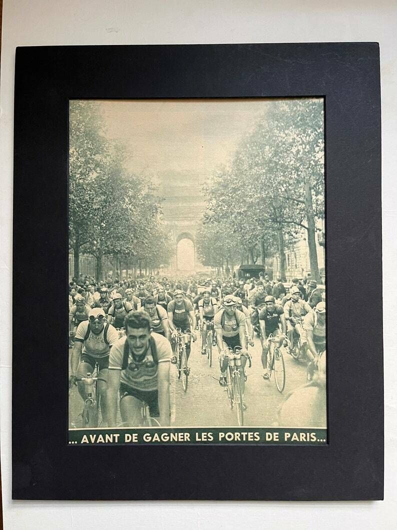 Vintage Cycling Print   Tour De France Louison Bobet 1950