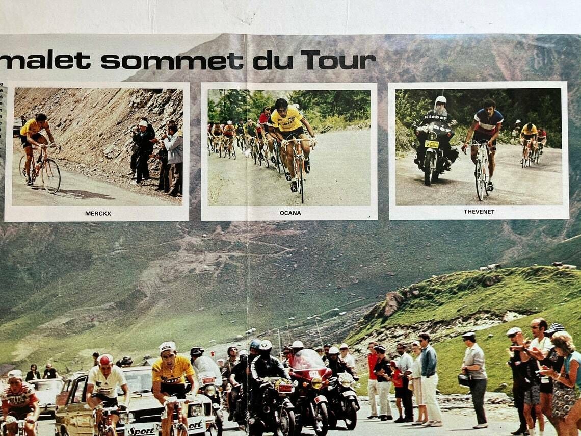 Eddy Merckx / Bernard Thevenet Original Vintage Cycling Print 1976 photo furniture