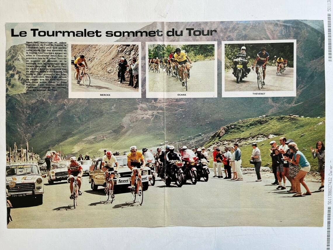 Eddy Merckx / Bernard Thevenet Original Vintage Cycling Print 1976 photo vinterior