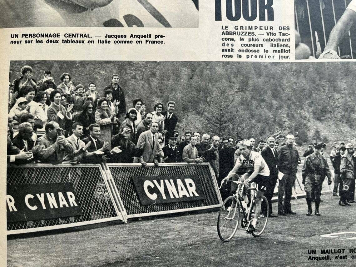 Original Vintage Cycling Print 1960s Giro D’italia Jacques Anquetil photo furniture