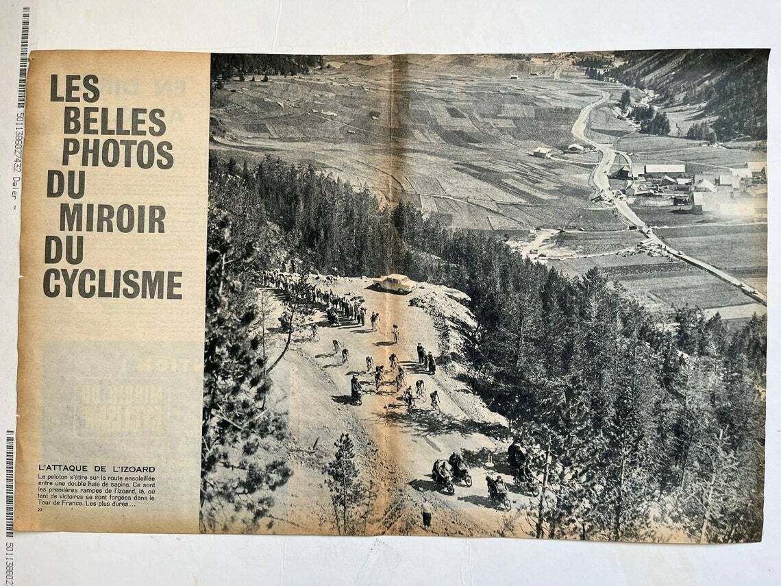 Original Vintage Cycling Print 1960s Tour De France Col D’izoard photo Art
