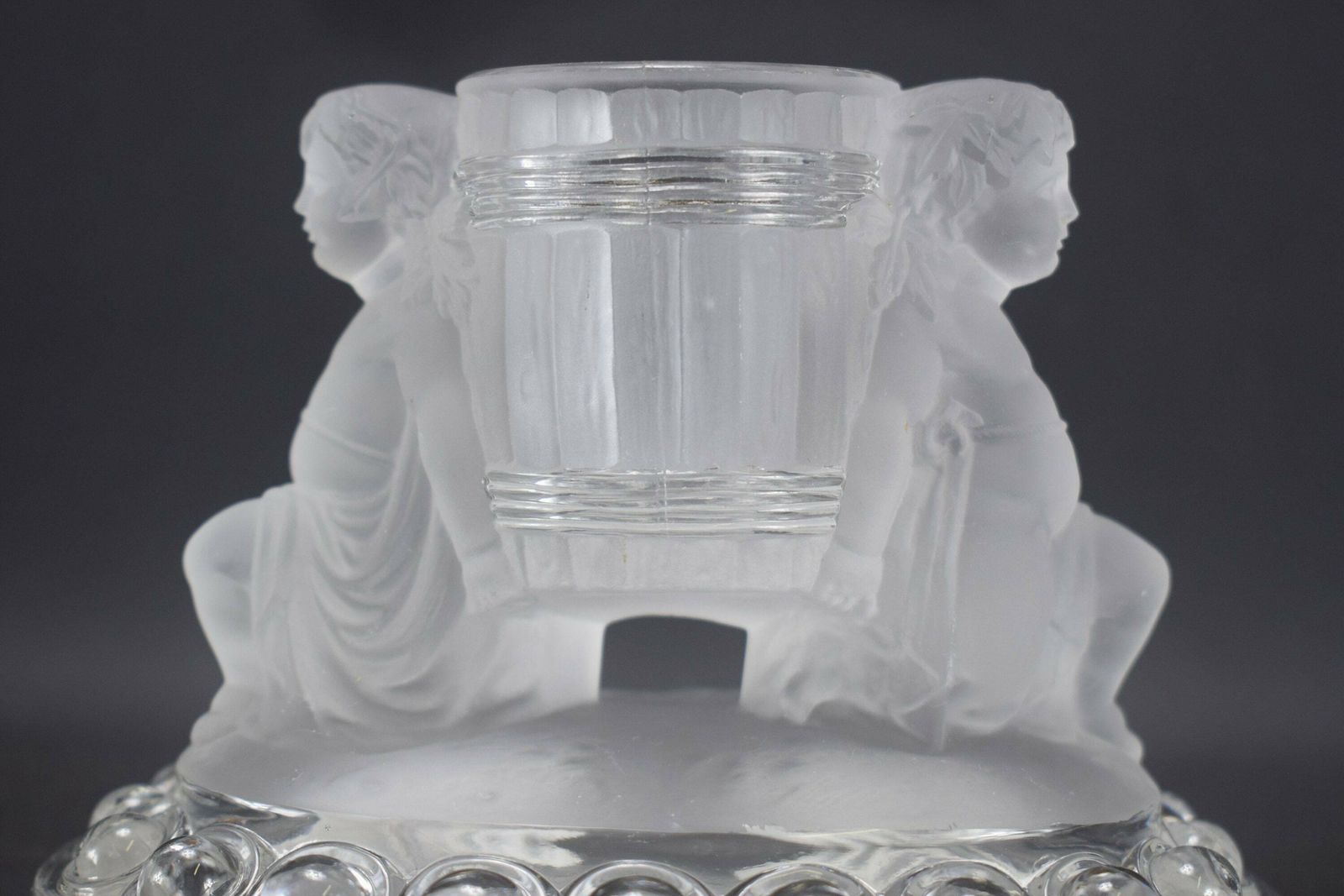 Baccarat Crystal Antique Bacchus Figurine Match Safe Toothpick Holder photo vinterior