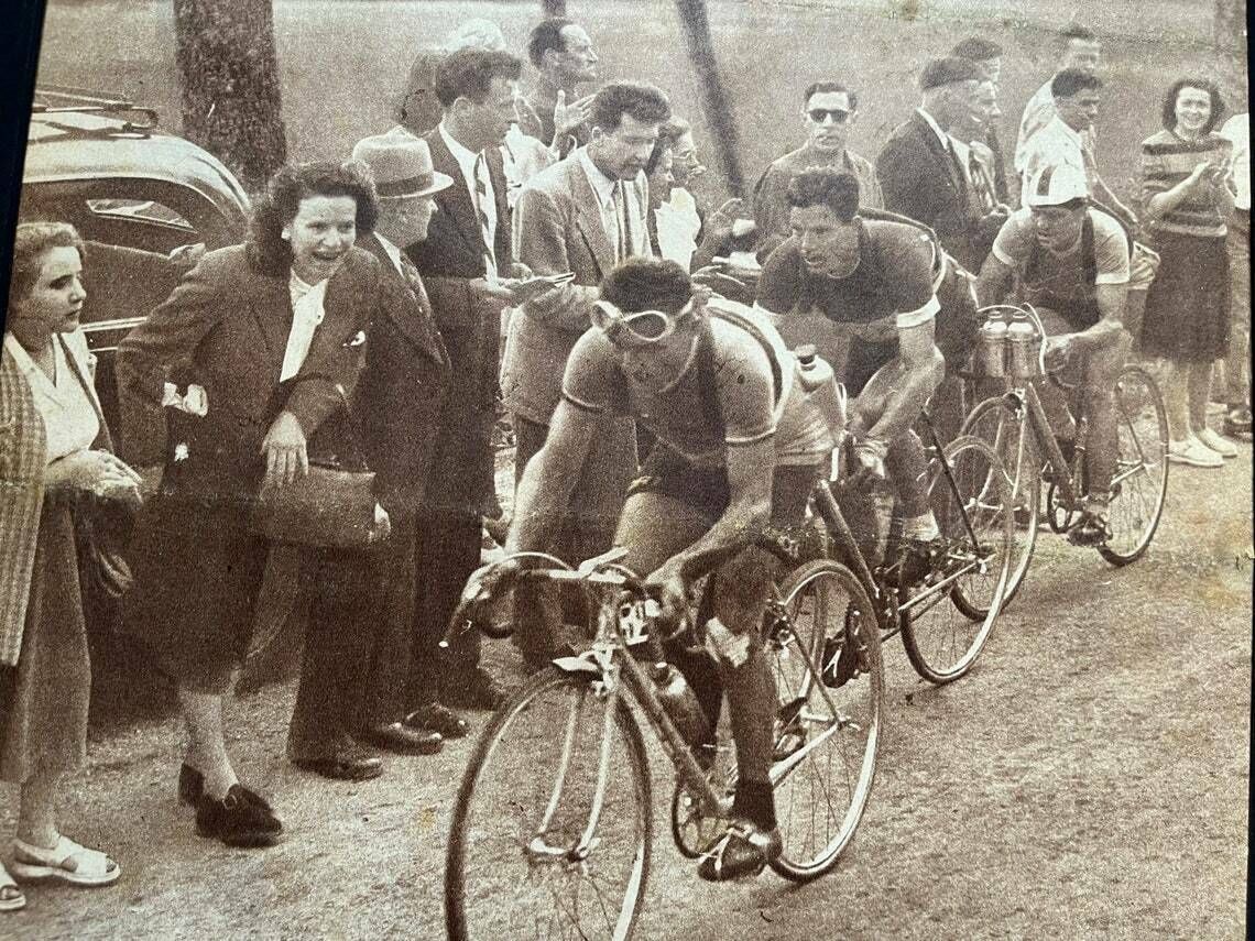 Original Vintage Tour De France 1948 French Cycling Print Rene Vietto photo for sale