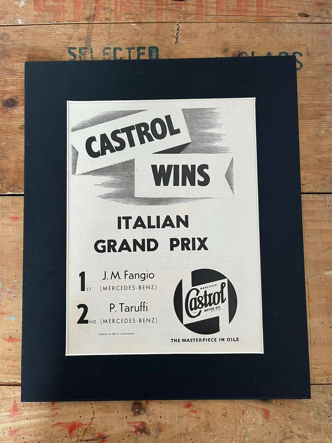 Vintage Castrol Italian Grand Prix Print 1955 photo Art