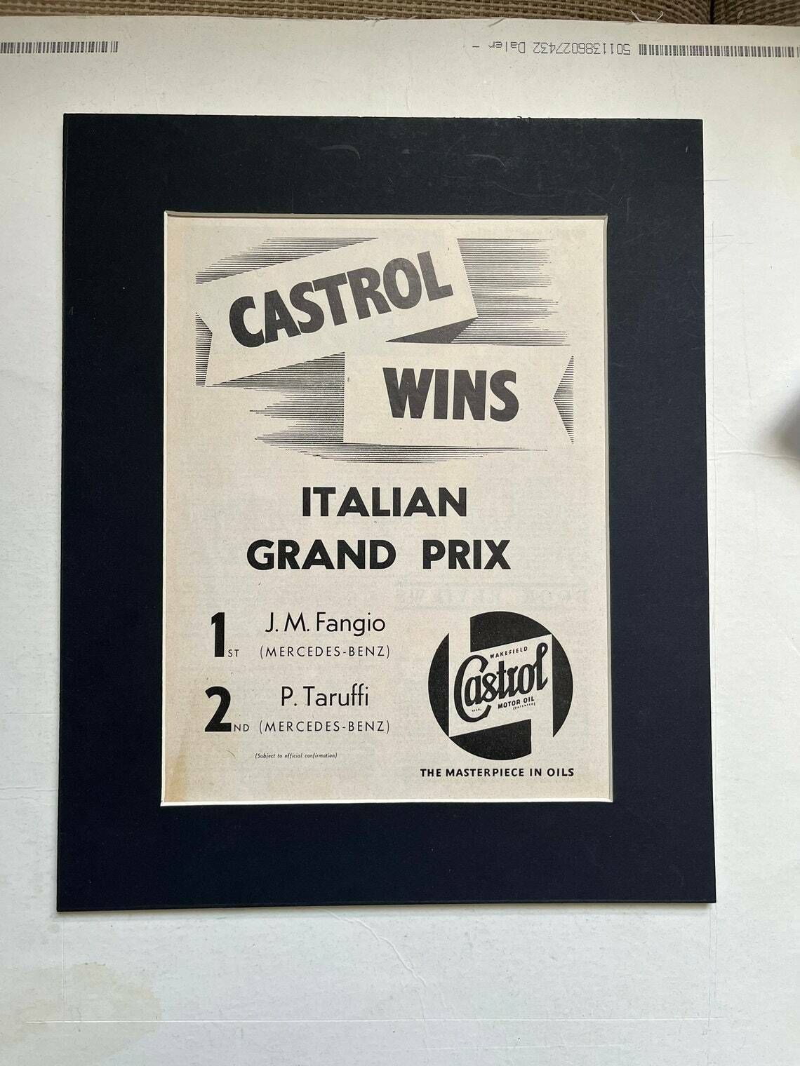 Vintage Castrol Italian Grand Prix Print 1955 photo 56.0