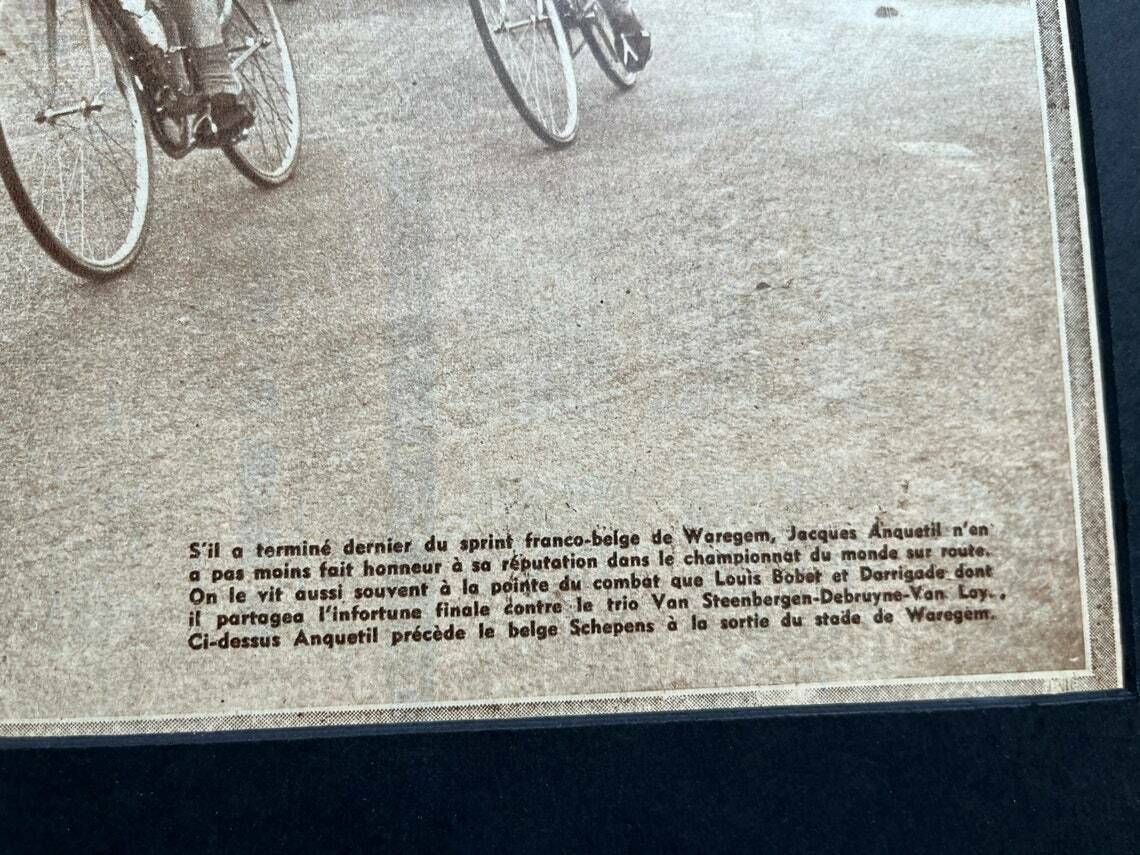 Jacques Anquetil Original Vintage Cycling Print 1957 Waregem World Championships photo Art