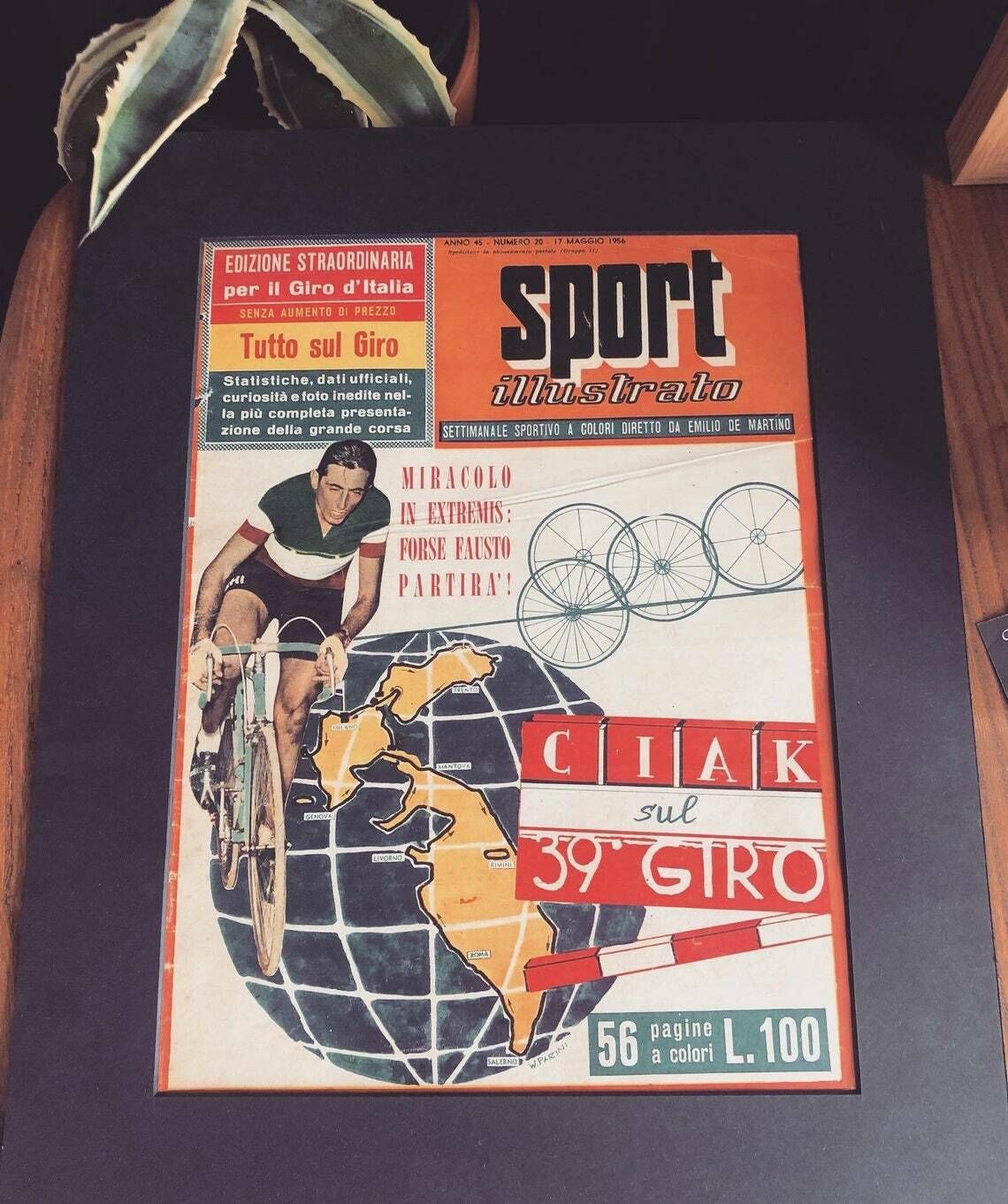 1956 Fausto Coppi Bianchi Original Italian Vintage Cycling Print