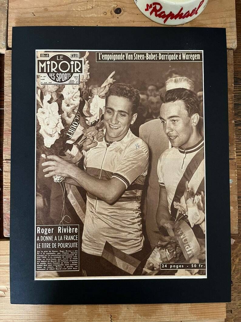 Original Roger Rivière St Raphael Pista Cycling Print 1957