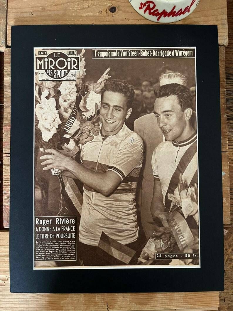 Original Roger Rivière St Raphael Pista Cycling Print 1957 photo furniture