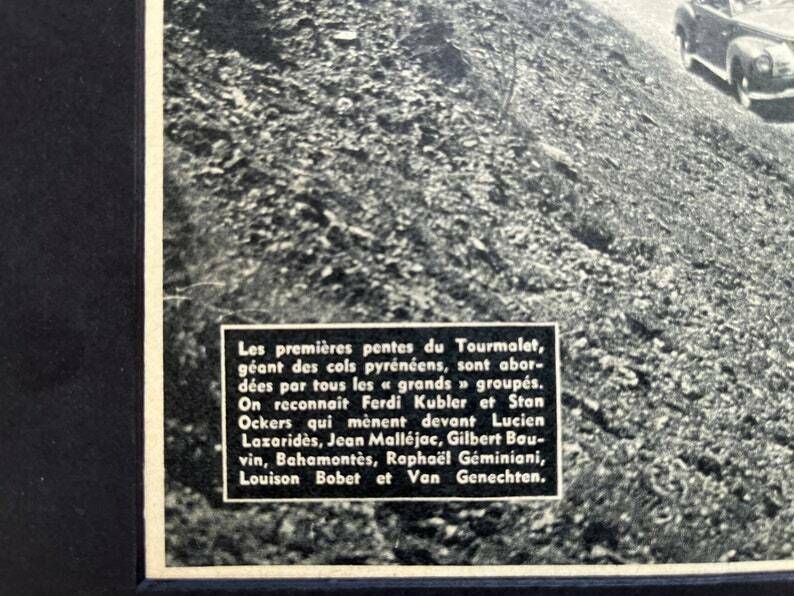 Vintage Tour De France Cycling Print 1950s Tourmalet photo for sale