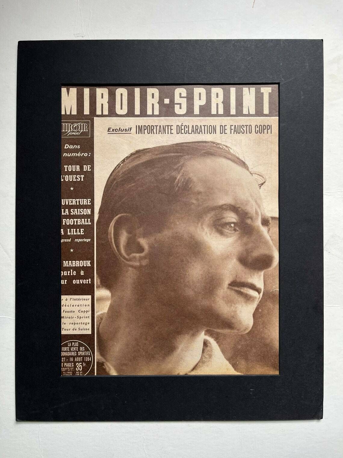 Fausto Coppi / Bianchi Original Vintage Cycling Print 1954