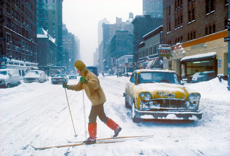 'Skiing In New York' Homer Sykes Framed In White photo furniture