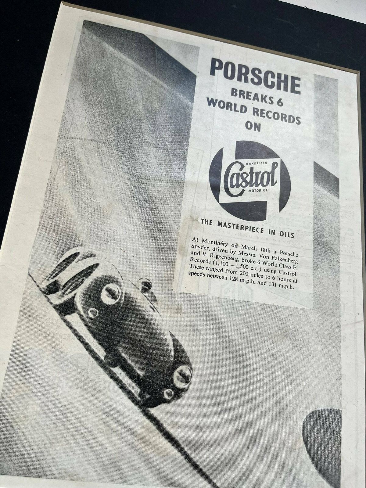 Porsche 550 Spyder Vintage Castrol Print 1955 photo vinterior