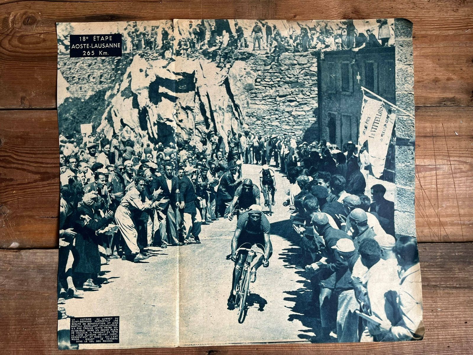 Gino Bartali Vintage Tour De France Cycling Print 1948 Sommet De St Bernard photo 76.0