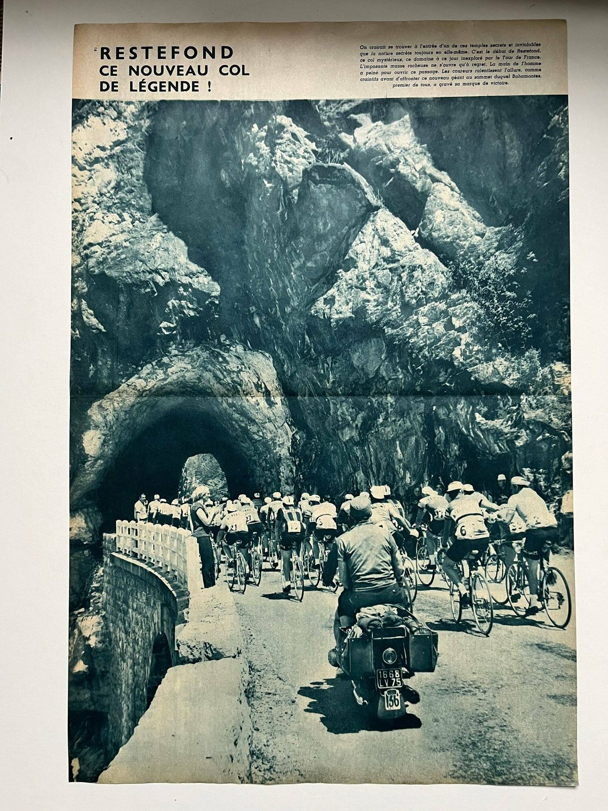1960s Original Vintage Tour De France Cycling Print   Col De Restefond