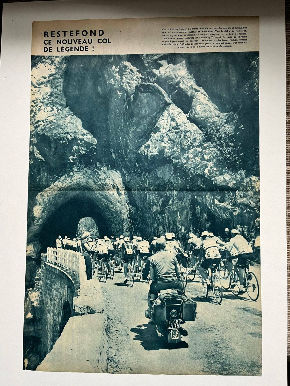 1960s Original Vintage Tour De France Cycling Print   Col De Restefond photo Art