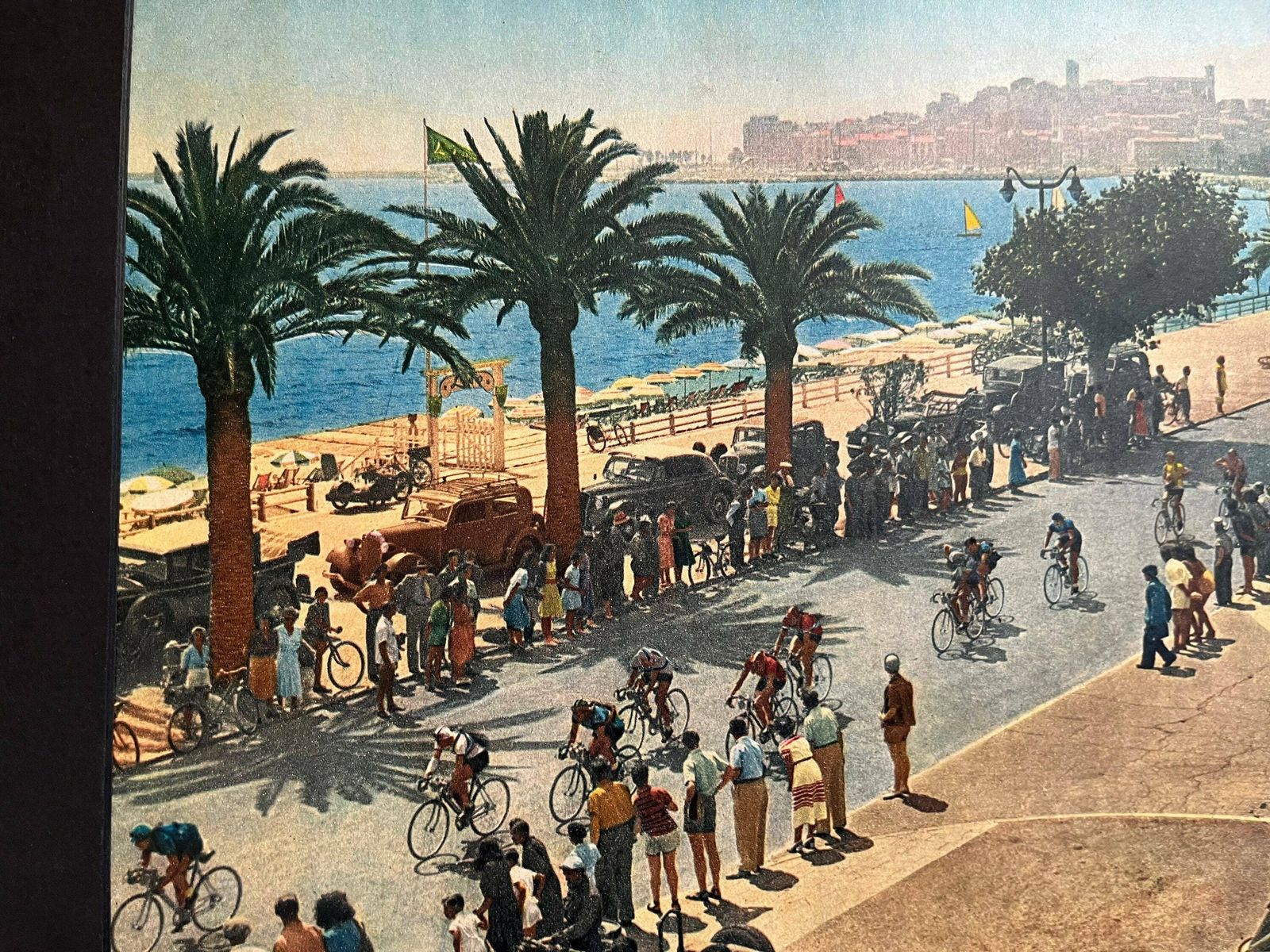 Vintage Tour De France Cycling Print 1949 Nice Promenade Des Anglais photo Art